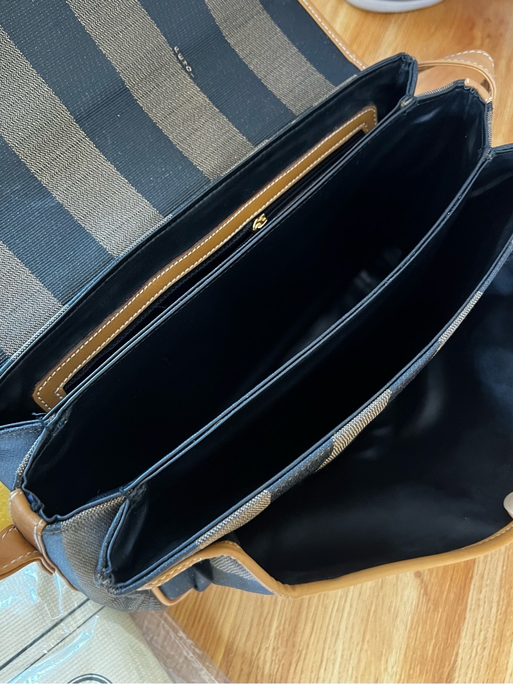 True Vintage Fendi Pequin Black and Brown Crossbody Bag - Picture 3 of 11